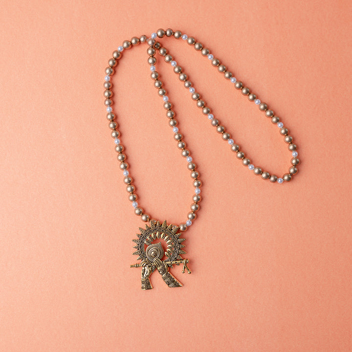 Meera Antique Brass Metal Pendant Necklace