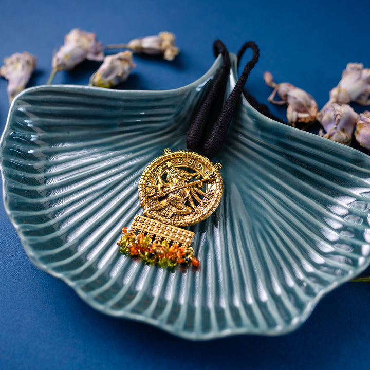 Ishika Antique Brass Metal Pendant Necklace