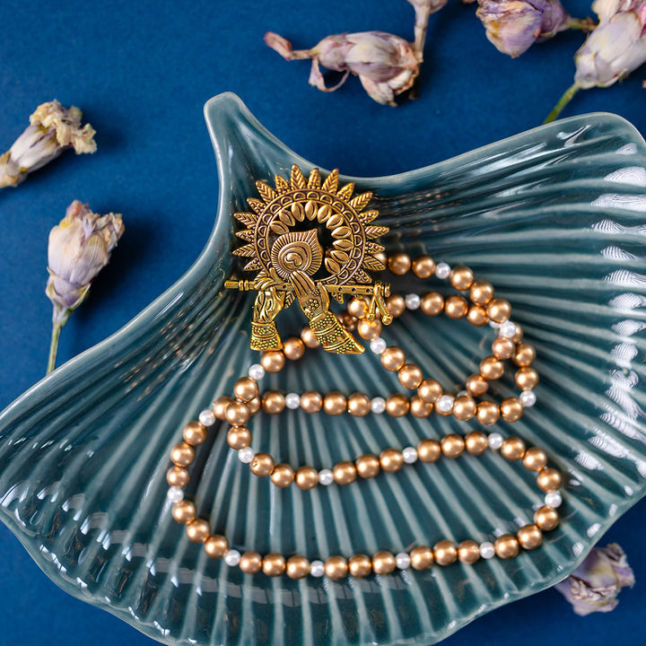 Meera Antique Brass Metal Pendant Necklace