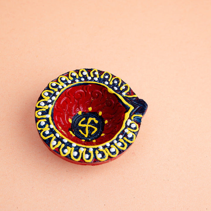 Swastik Blessings Terracotta Diya