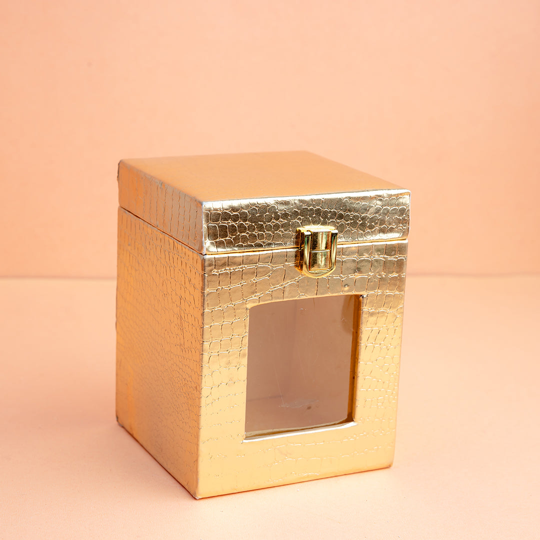 Gold Textured Storage Box with Display Window