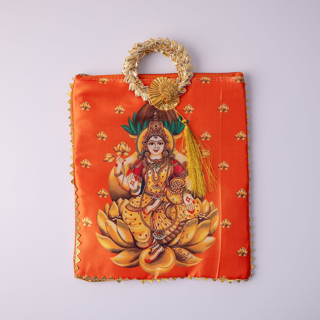 Lakshmi Fabric Gift Bag - Orange
