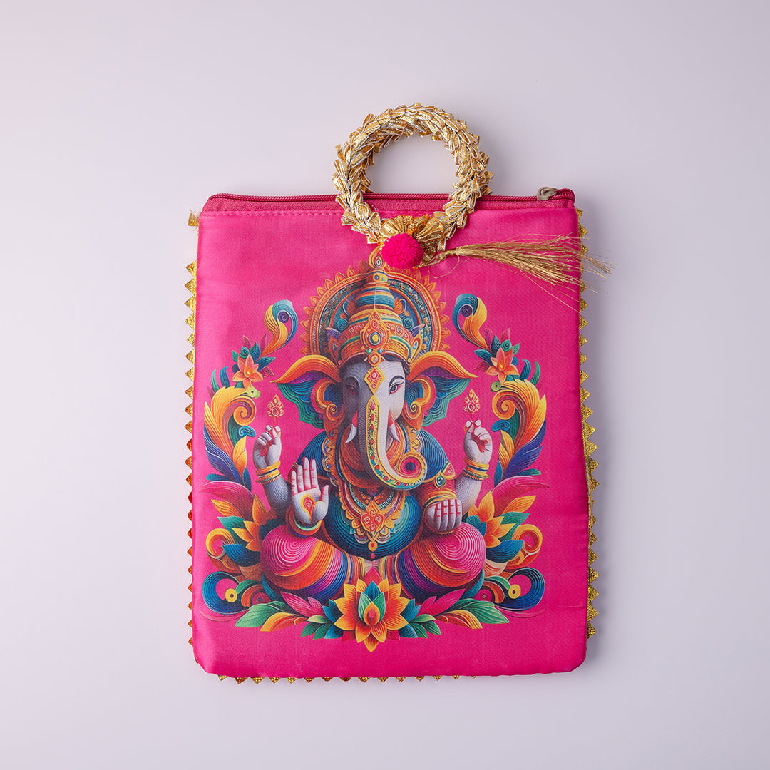 Ganesha Fabric Gift Bag - Pink