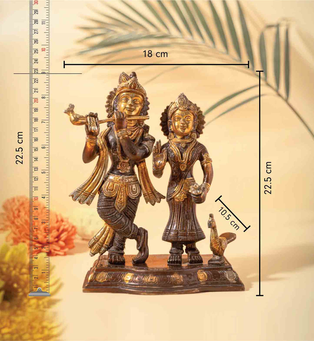 Antique Radha Krishna Brass Idol