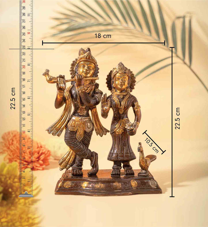 Antique Radha Krishna Brass Idol
