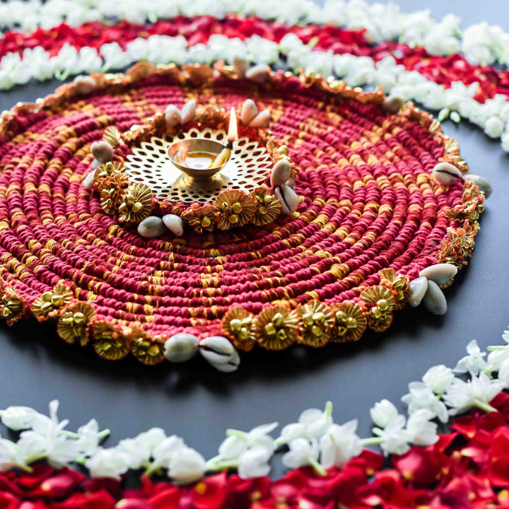 Aruna Red Rangoli Mat