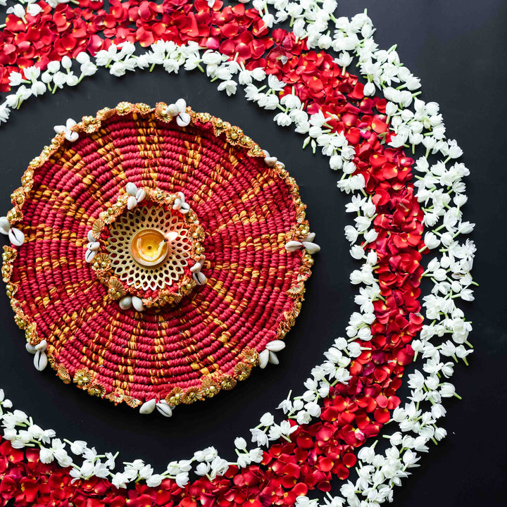 Aruna Red Rangoli Mat