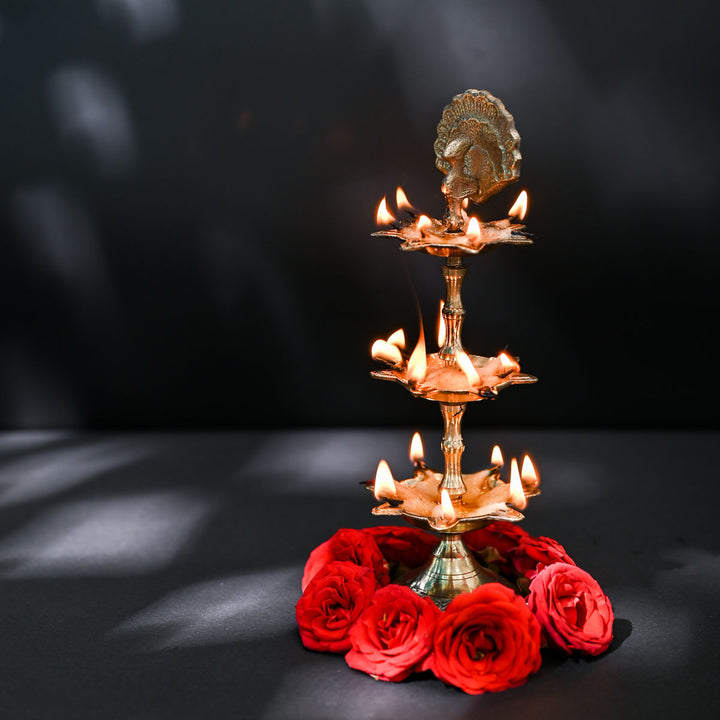 Mayura 3 Layer Peacock Oil Lamp