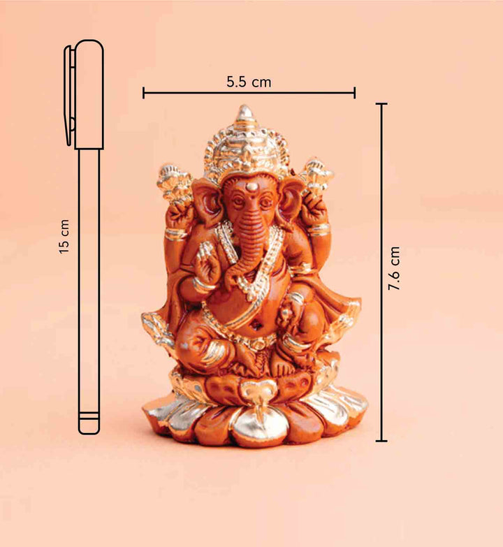 Terracotta Ganesha Idol with Gold Highlights