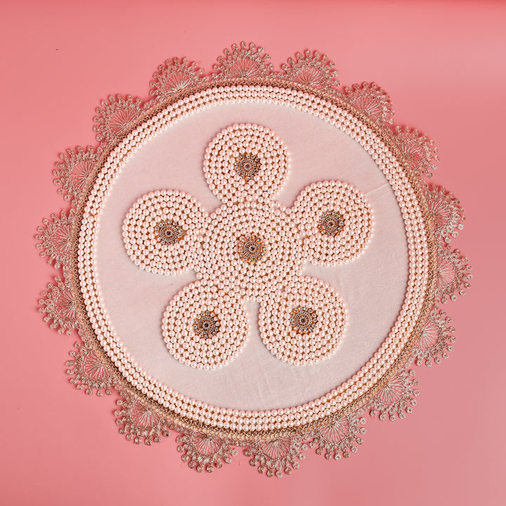 Chandni Pink Silver Festive Rangoli Mat