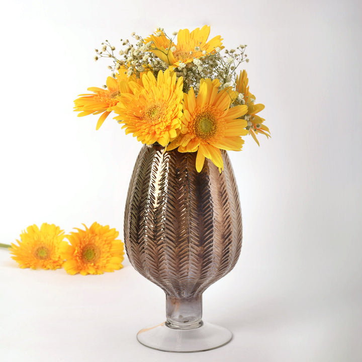 Burgeon Blue And Gold Pedestal Vase