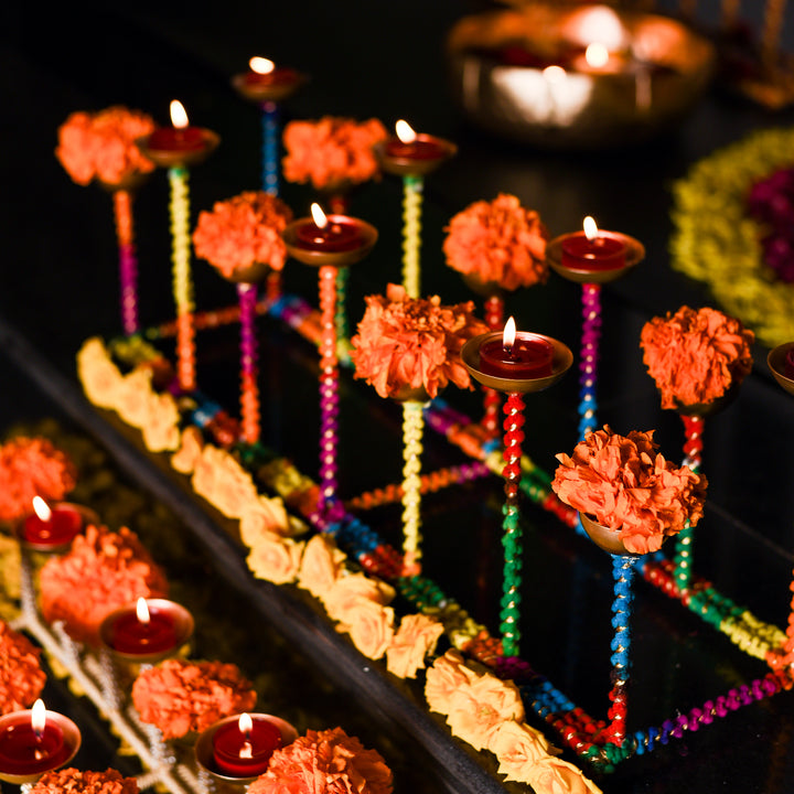 Decorated Big 2-Row Tealight Holder