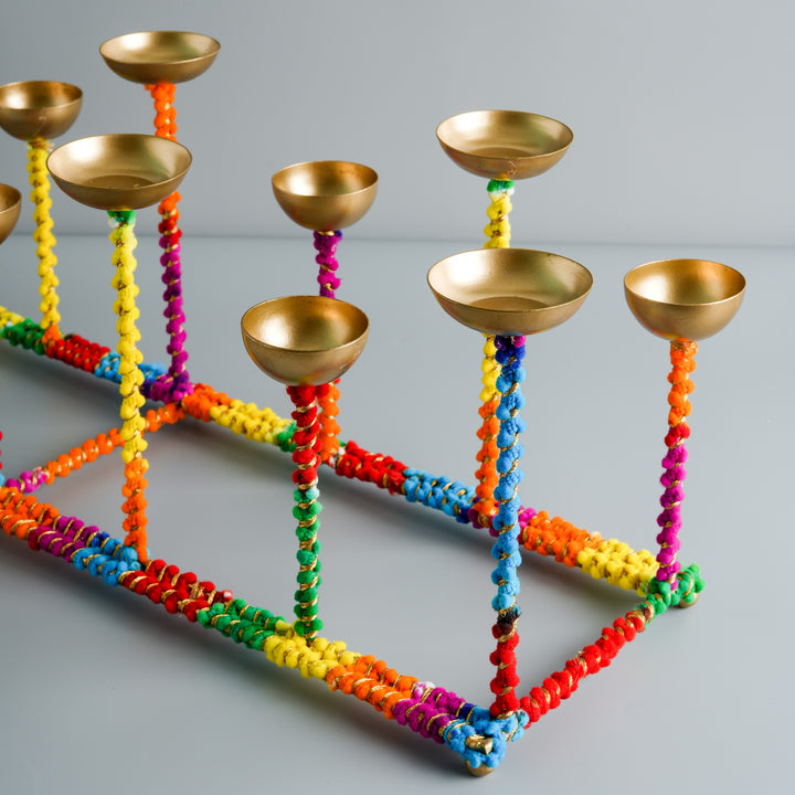 Decorated Big 2-Row Tealight Holder