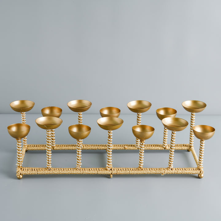 Decorated Small 2-Row Tealight Holder