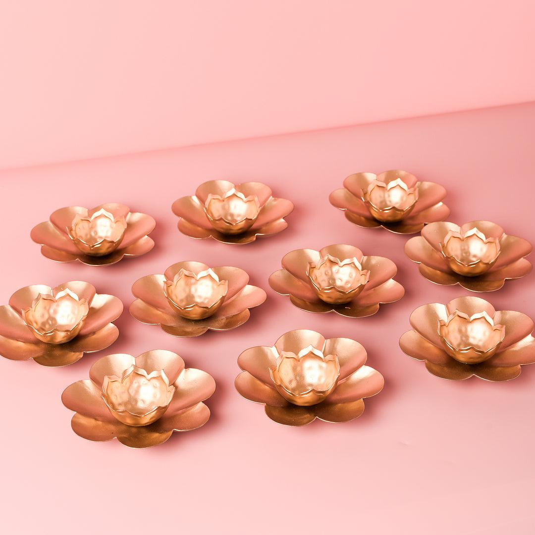Decorative Flower Candle Holders Set of 10