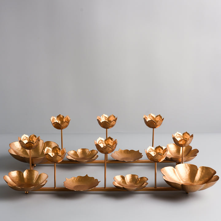 Double Row Brass Urli Tealight Holder