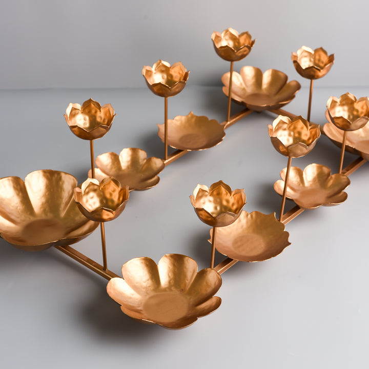 Double Row Brass Urli Tealight Holder