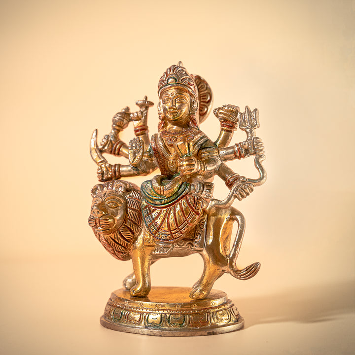 Durgadevi On Lion Brass Idol
