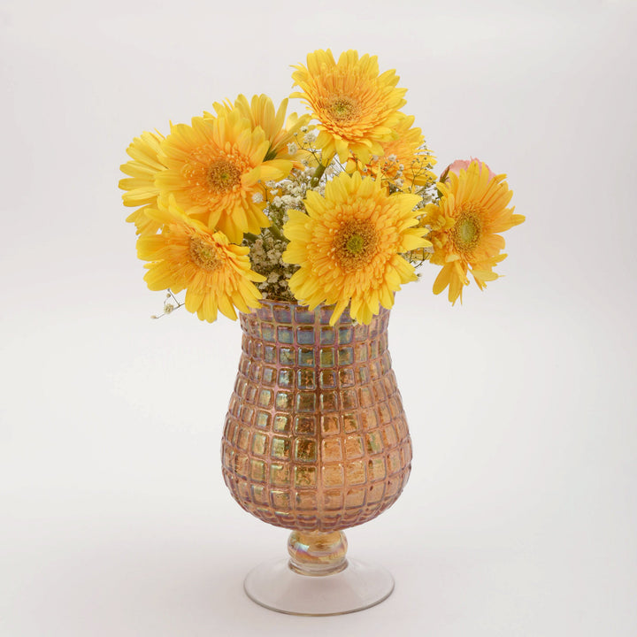 Honey Orange Pedestal Glass Vase