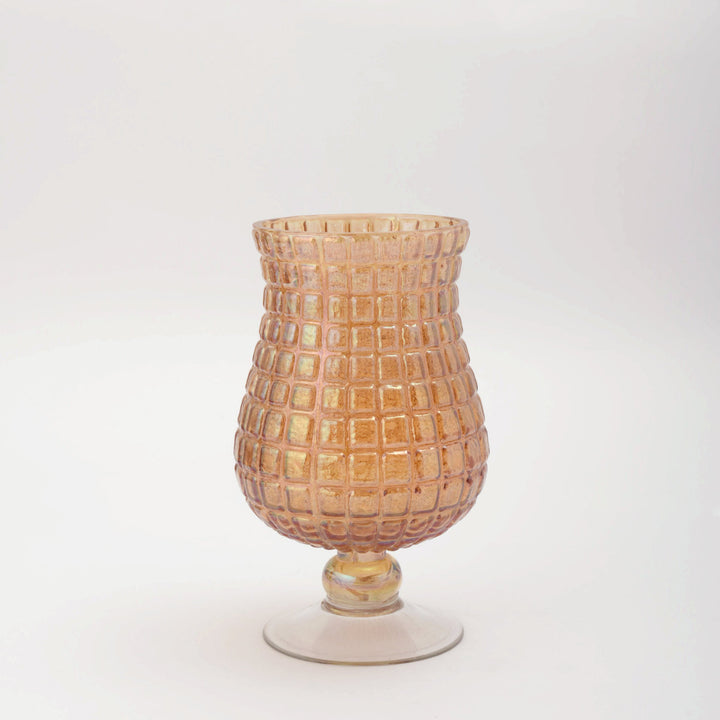 Honey Orange Pedestal Glass Vase