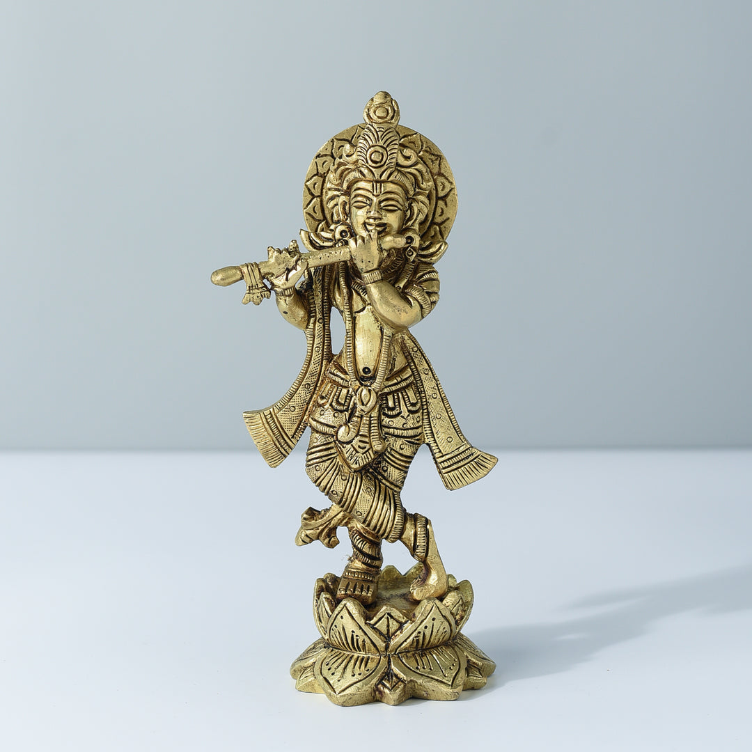 Krishna Playing Flute Brass Idol
