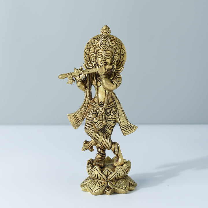 Krishna Playing Flute Brass Idol