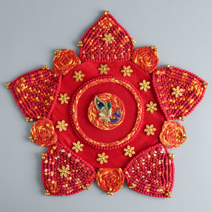 Laal Dori Braided Festive Rangoli Mat