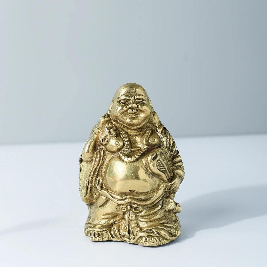 Laughing Buddha Brass Figurine
