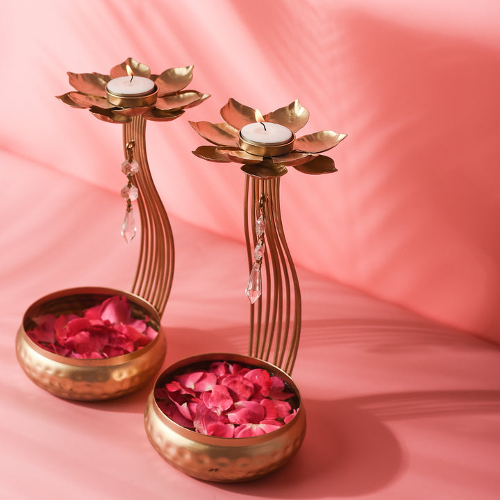 Lotus Tealight Holder Urli set of 2