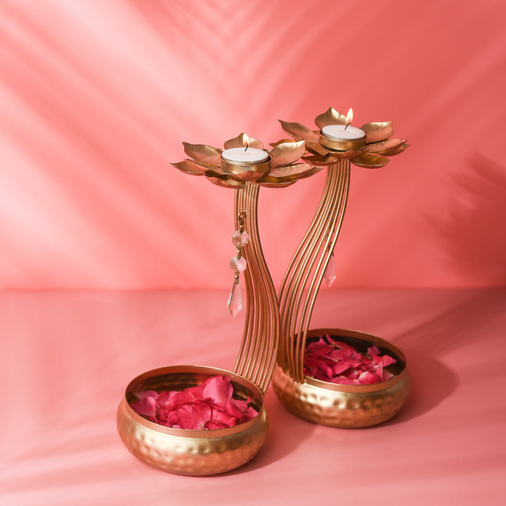 Lotus Tealight Holder Urli set of 2