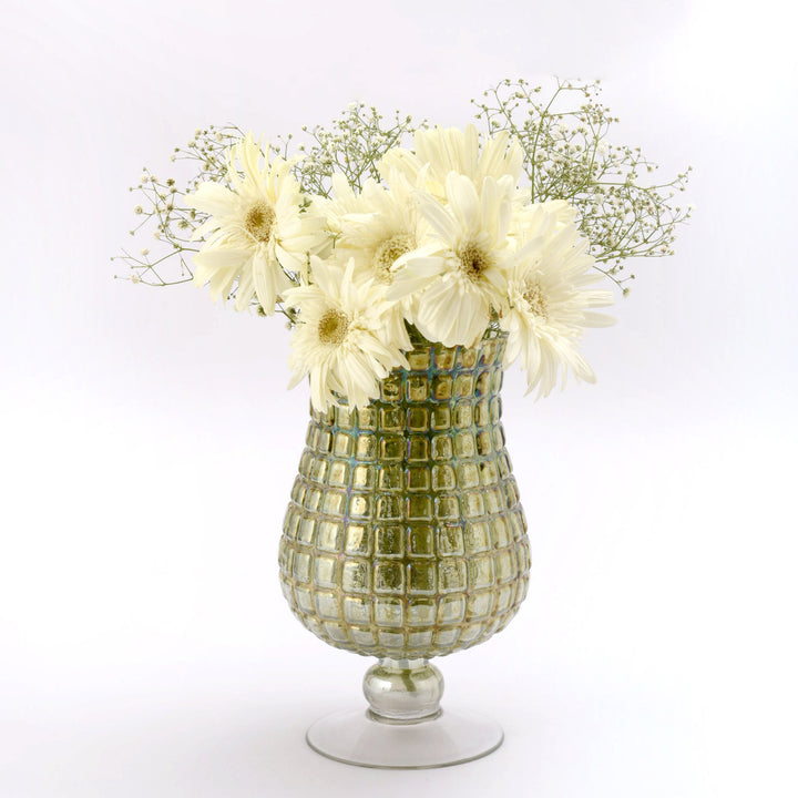 Mint Green Pedestal Glass Vase