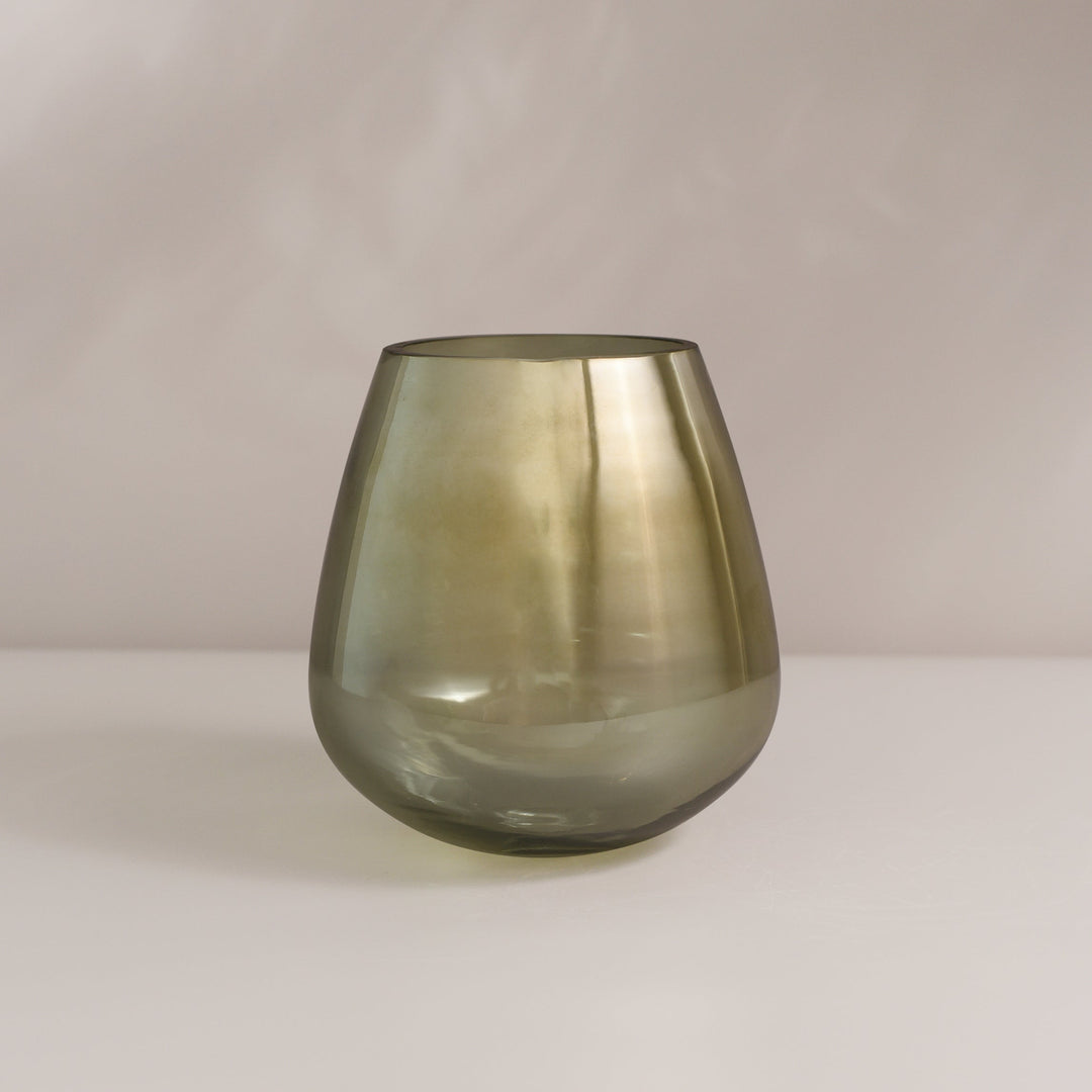 Moss Green Oval Glass Vase
