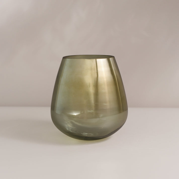 Moss Green Oval Glass Vase