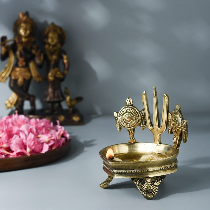 Shanku Chakra Brass Diya