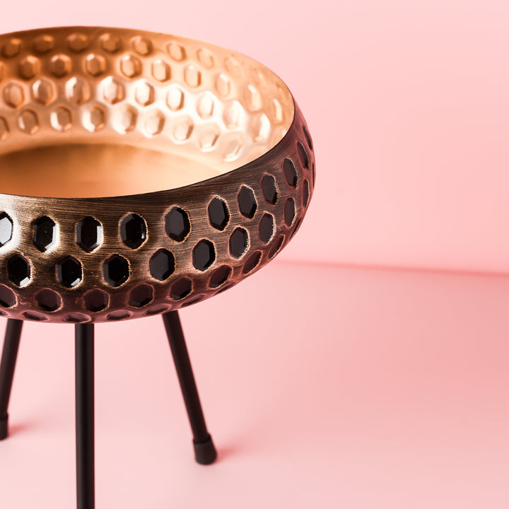 Small Metal Urli With Stand