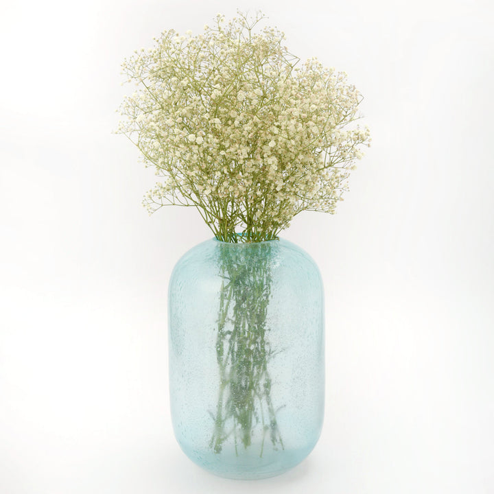 Teal Blue Bubble Glass Vase