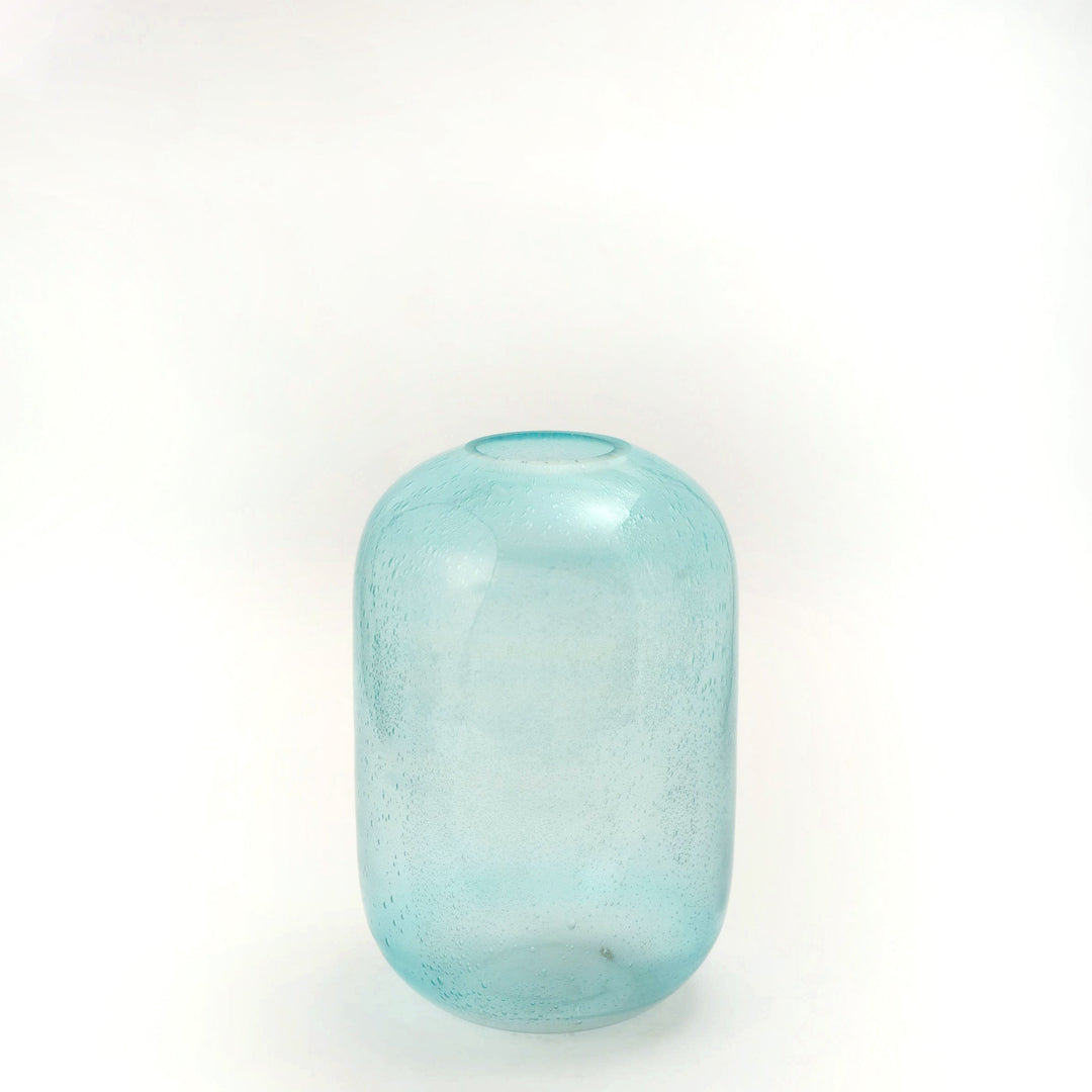 Teal Blue Bubble Glass Vase