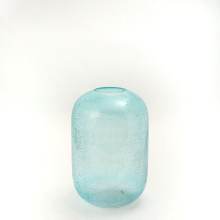 Teal Blue Bubble Glass Vase
