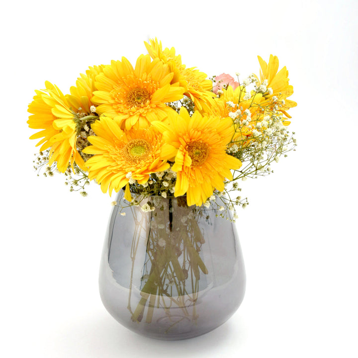 Twilight Grey Oval Glass Vase