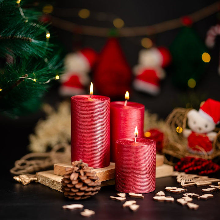 Set of 3 Unscented Pillar Candles