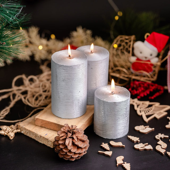 Set of 3 Unscented Pillar Candles