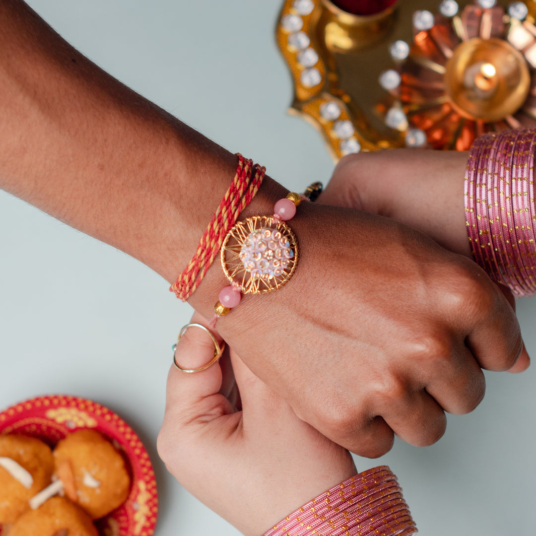 Phoolwari Bandhan Bhaiya Bhabhi Rakhi Set