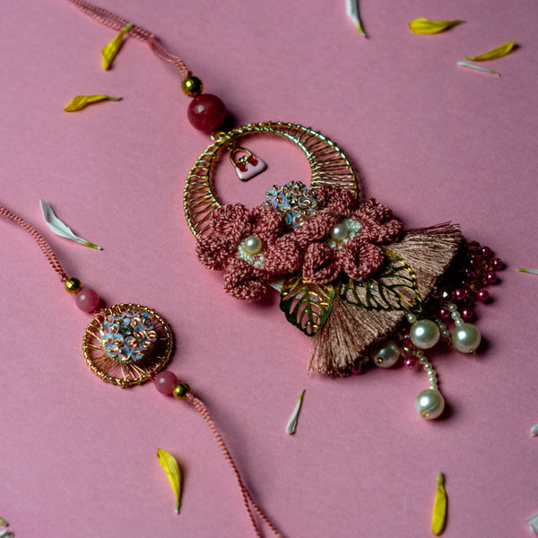 Phoolwari Bandhan Bhaiya Bhabhi Rakhi Set