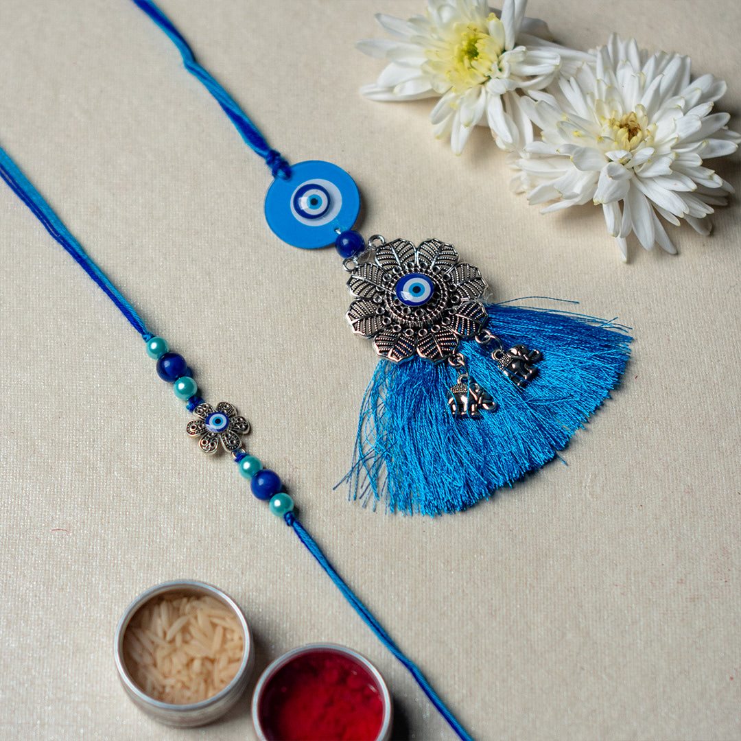 Evil Eye Couple Rakhi Gift Combo with Free Perfume