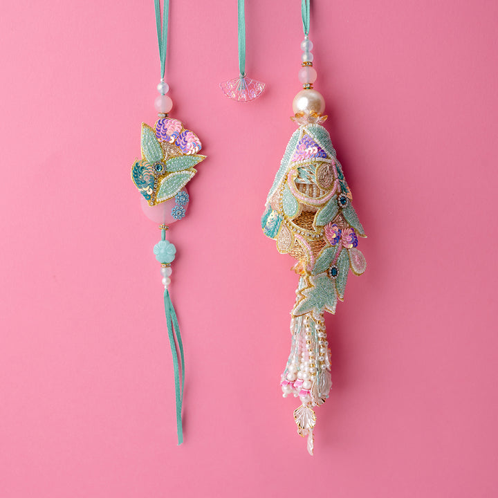 Rose Quartz & Pankhuri Rakhi Combo with Free Roll-On Perfume