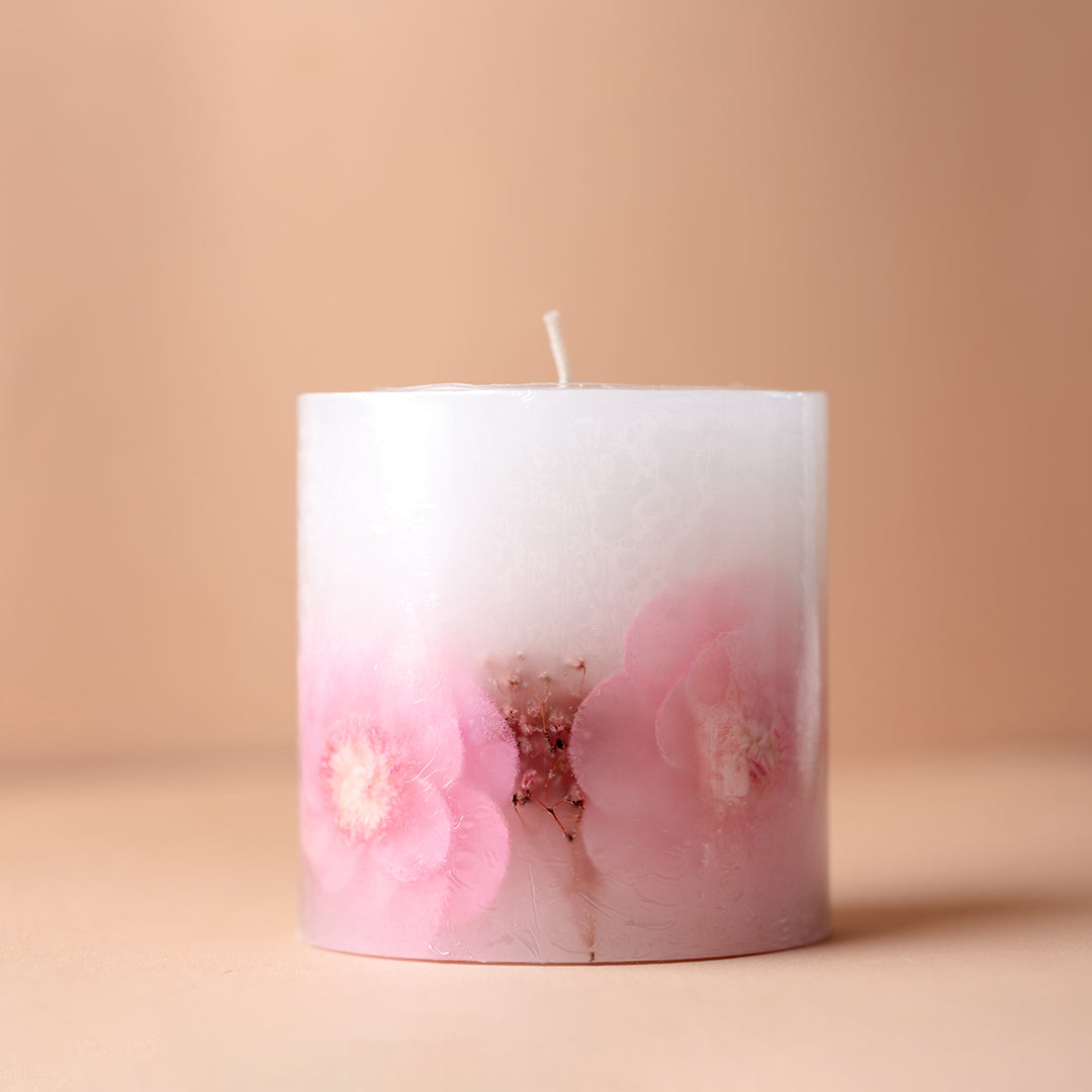 Floral Flicker Scented Botanical Pillar Candle