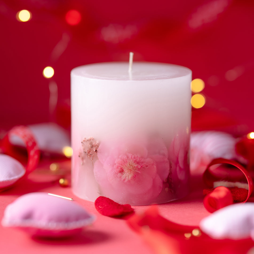 Floral Flicker Scented Botanical Pillar Candle