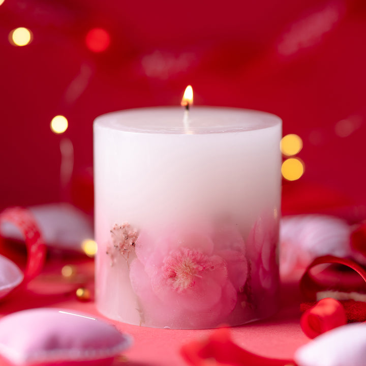 Floral Flicker Scented Botanical Pillar Candle