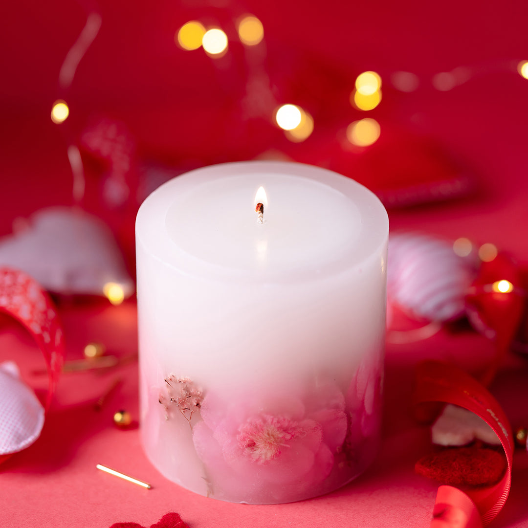 Floral Flicker Scented Botanical Pillar Candle
