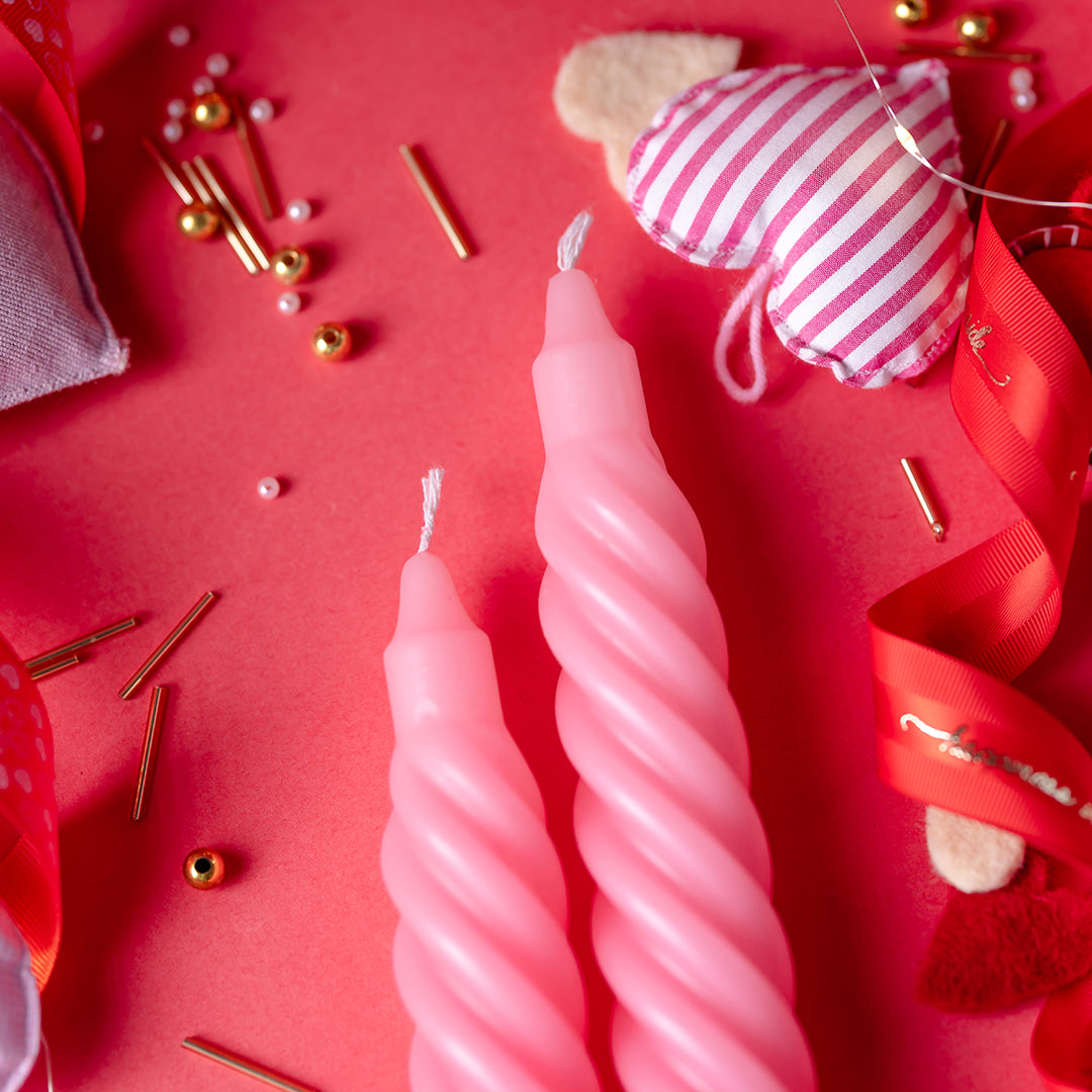 Forever Valentine Set of 2 Twisty Taper Unscented Candles